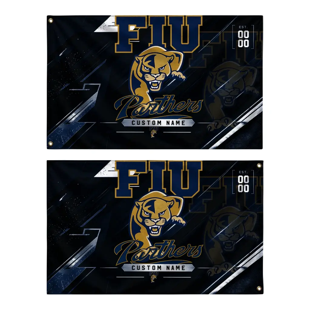 Fiu Panthers House Flag Custom Speed Slashes Blue Fashion Forward Fiu Panthers House Flag Custom Speed Slashes Blue Fashion Forward