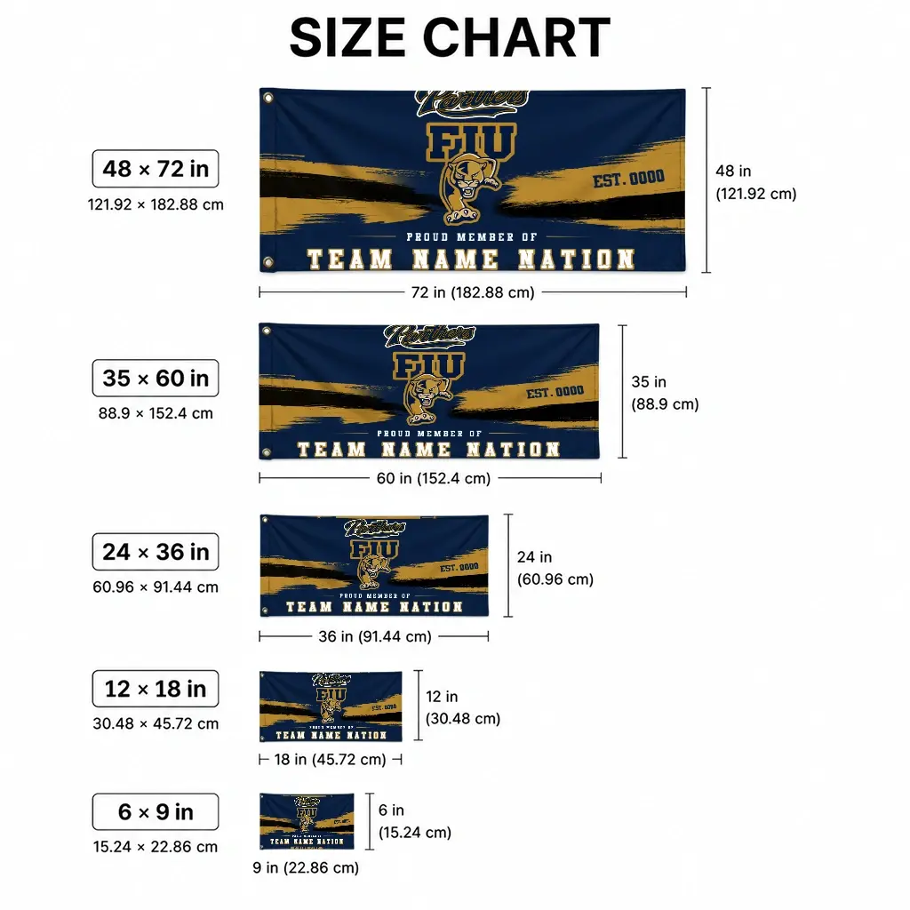 Fiu Panthers House Flag Customized Brushed Streaks Blue High Quality Fiu Panthers House Flag Customized Brushed Streaks Blue High Quality