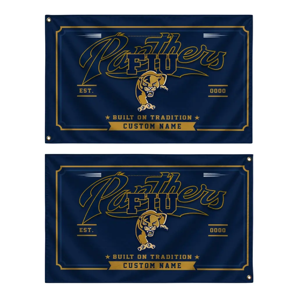 Fiu Panthers House Flag Customized Ornate Border Blue Fashion Forward Fiu Panthers House Flag Customized Ornate Border Blue Fashion Forward