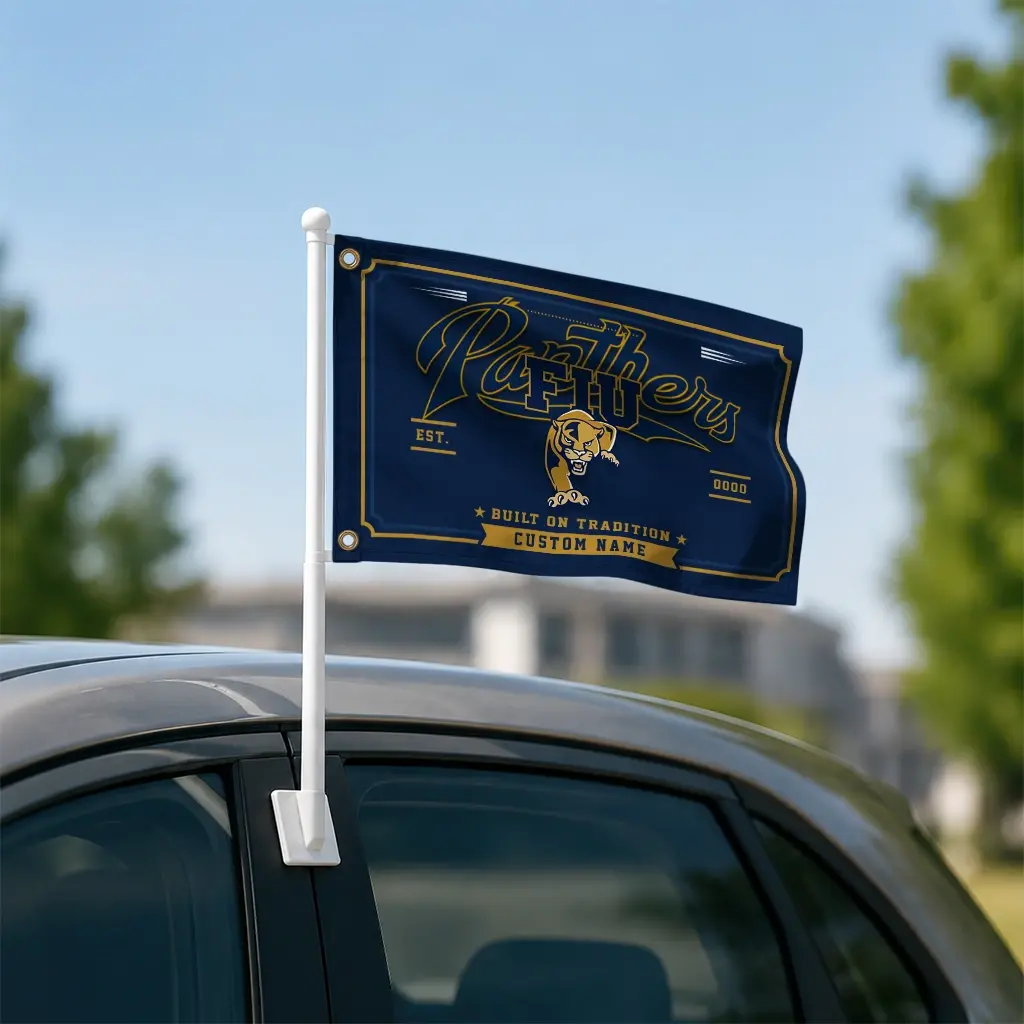 Fiu Panthers House Flag Customized Ornate Border Blue Latest Model Fiu Panthers House Flag Customized Ornate Border Blue Latest Model