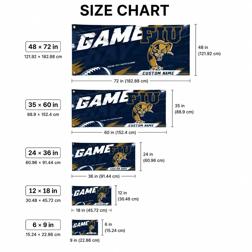 Fiu Panthers House Flag Personalized Action Streaks Blue High Quality Fiu Panthers House Flag Personalized Action Streaks Blue High Quality