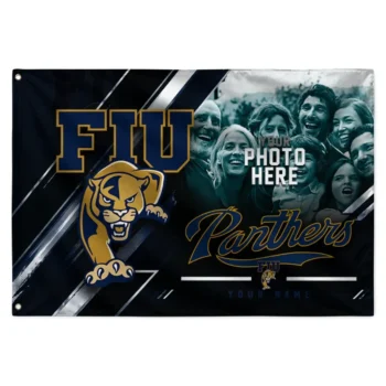Fiu Panthers House Flag Personalized Diagonal Stripes Blue Best Selling