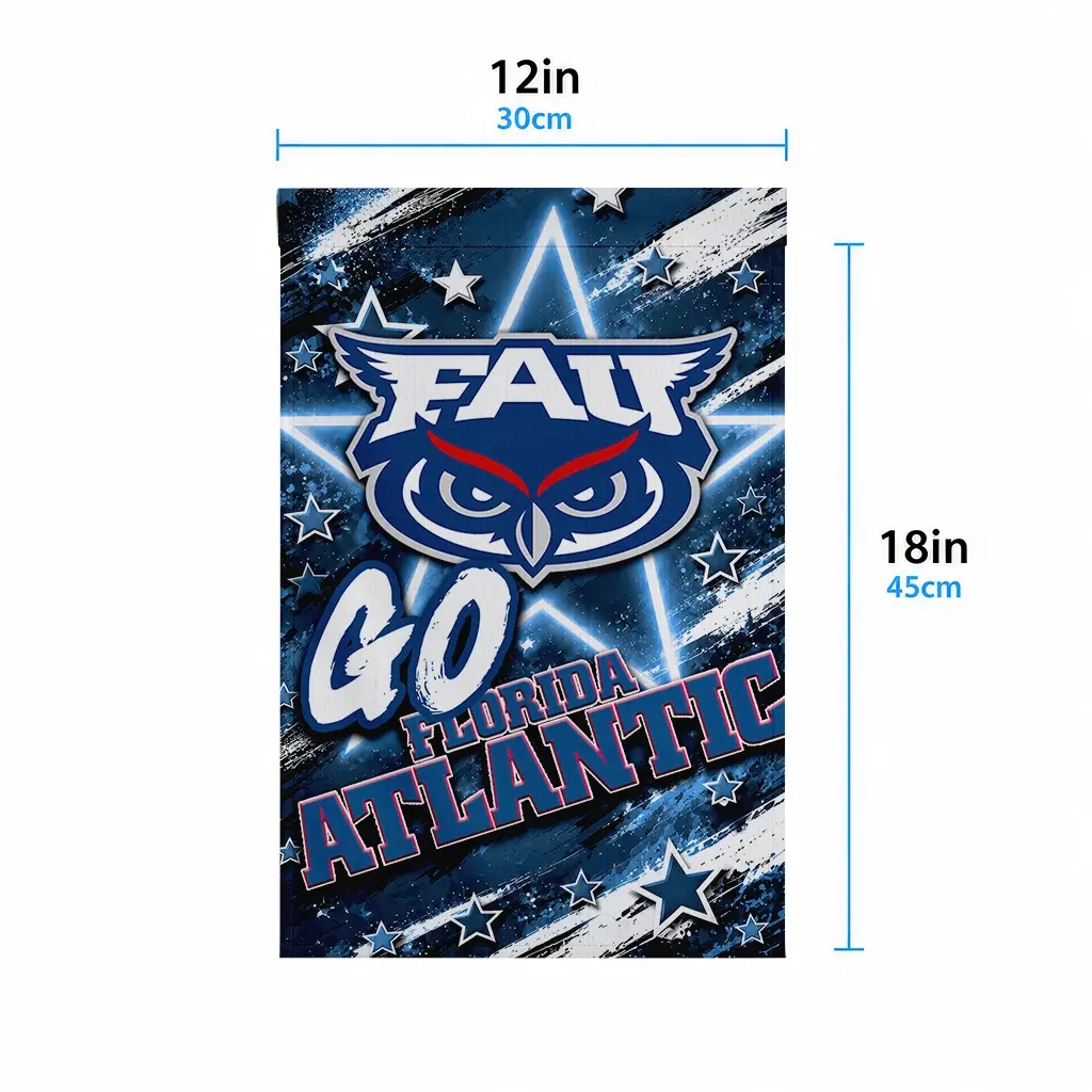 Florida Atlantic Owls Garden Flag Customized Glowing Star Blue High Quality Florida Atlantic Owls Garden Flag Customized Glowing Star Blue High Quality