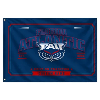 Florida Atlantic Owls House Flag Custom Ornate Border Blue Best Selling