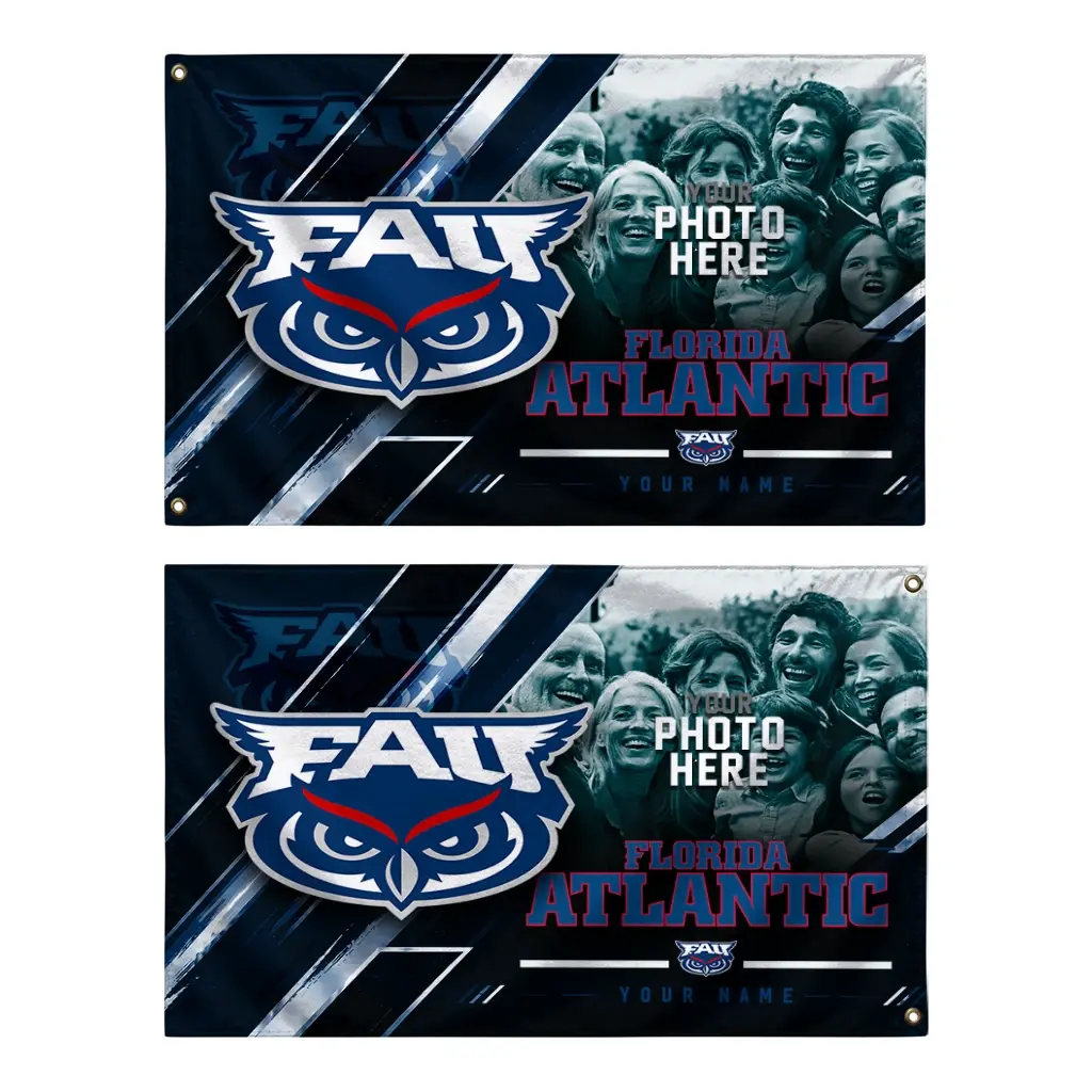 Florida Atlantic Owls House Flag Customized Diagonal Stripes Blue Fashion Forward Florida Atlantic Owls House Flag Customized Diagonal Stripes Blue Fashion Forward