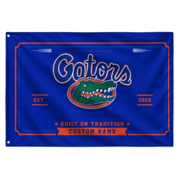 Florida Gators House Flag Personalized Ornate Border Blue Best Selling