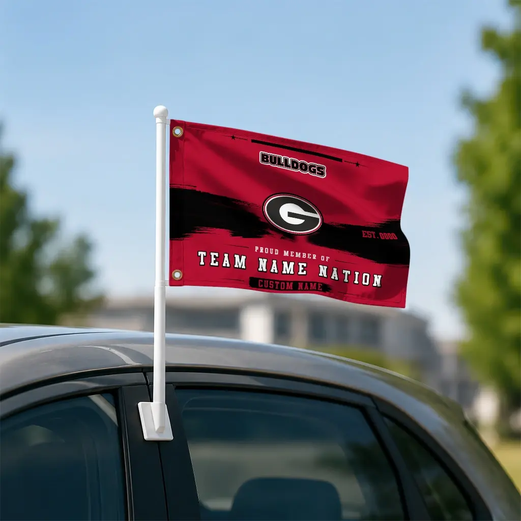 Georgia Bulldogs House Flag Customized Brushed Streaks Red Latest Model Georgia Bulldogs House Flag Customized Brushed Streaks Red Latest Model