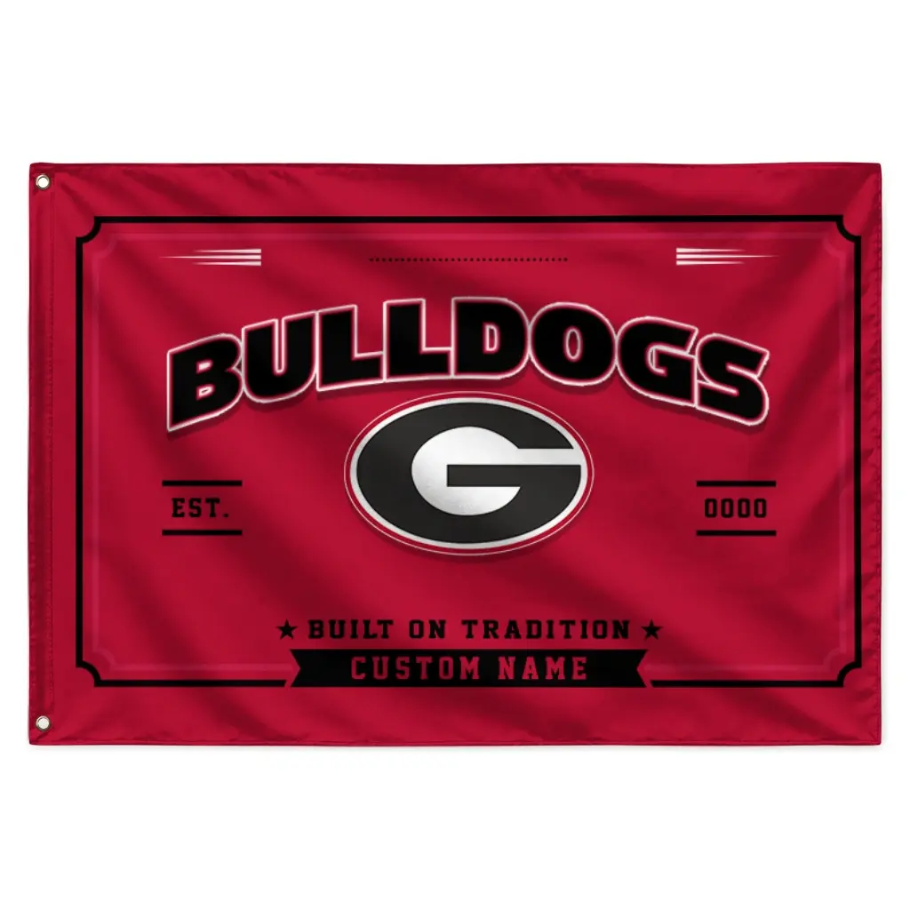 Georgia Bulldogs House Flag Customized Ornate Border Red Best Selling Georgia Bulldogs House Flag Customized Ornate Border Red Best Selling