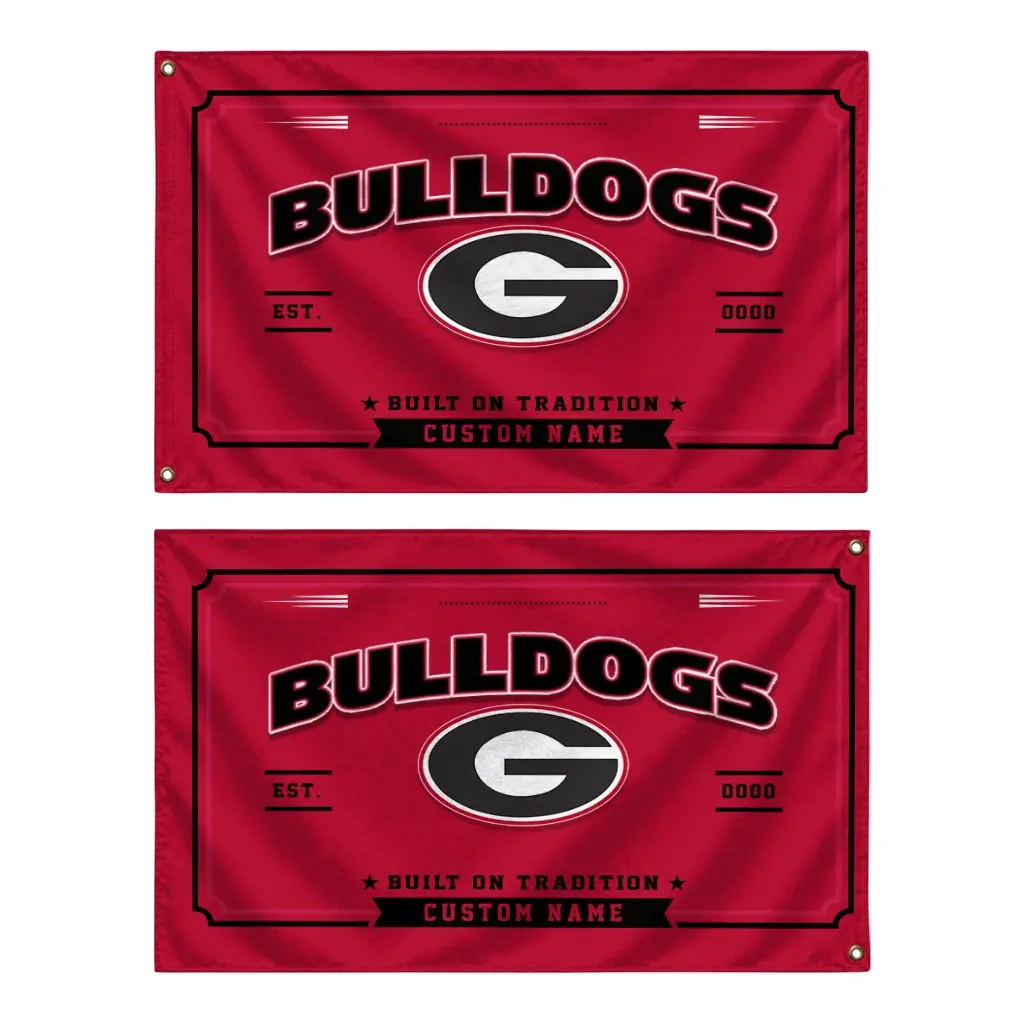 Georgia Bulldogs House Flag Customized Ornate Border Red Fashion Forward Georgia Bulldogs House Flag Customized Ornate Border Red Fashion Forward