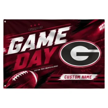 Georgia Bulldogs House Flag Personalized Action Streaks Red Best Selling