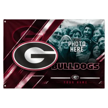 Georgia Bulldogs House Flag Personalized Diagonal Stripes Red Best Selling