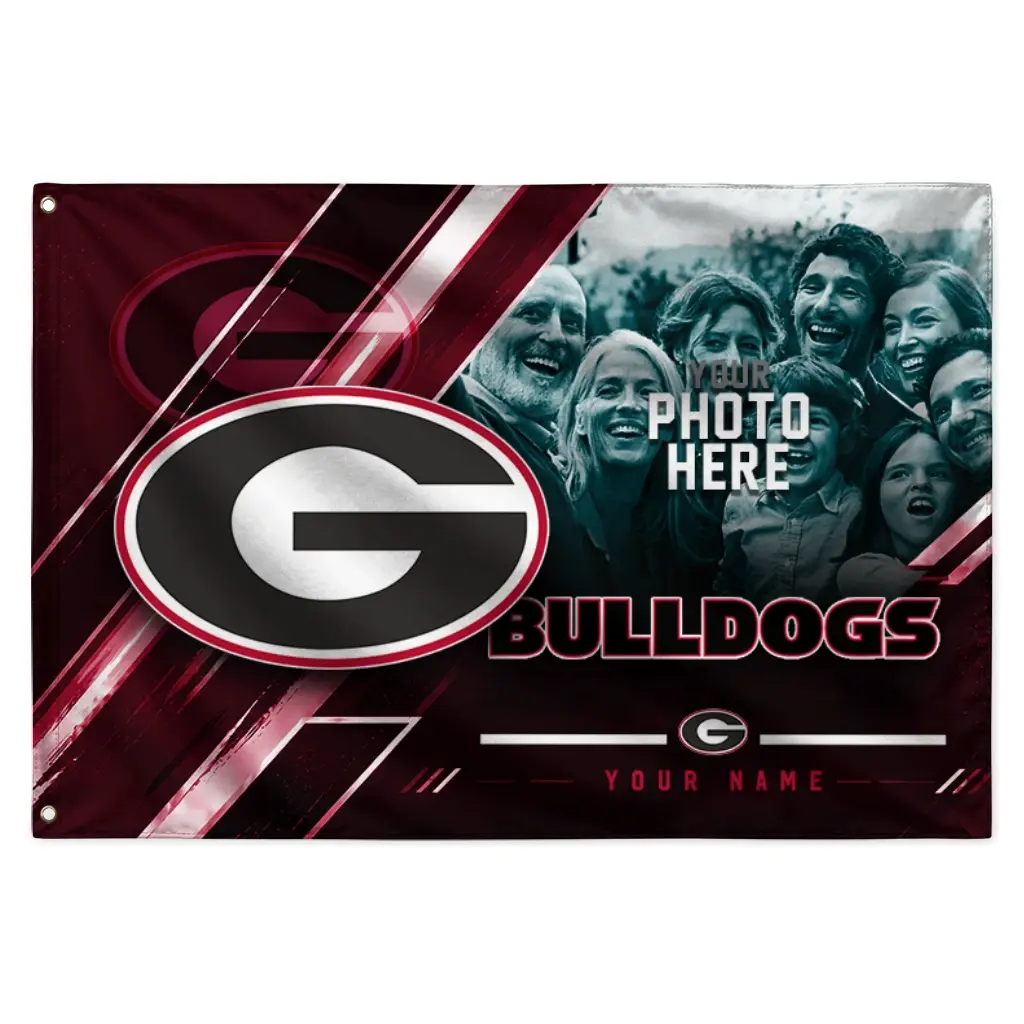 Georgia Bulldogs House Flag Personalized Diagonal Stripes Red Best Selling Georgia Bulldogs House Flag Personalized Diagonal Stripes Red Best Selling