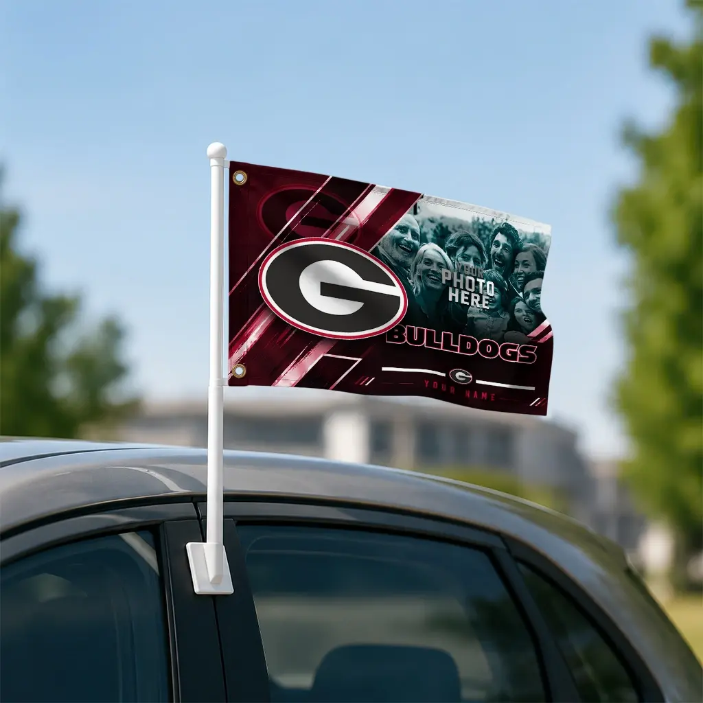 Georgia Bulldogs House Flag Personalized Diagonal Stripes Red Latest Model Georgia Bulldogs House Flag Personalized Diagonal Stripes Red Latest Model