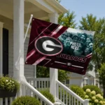 Georgia Bulldogs House Flag Personalized Diagonal Stripes Red Best Selling