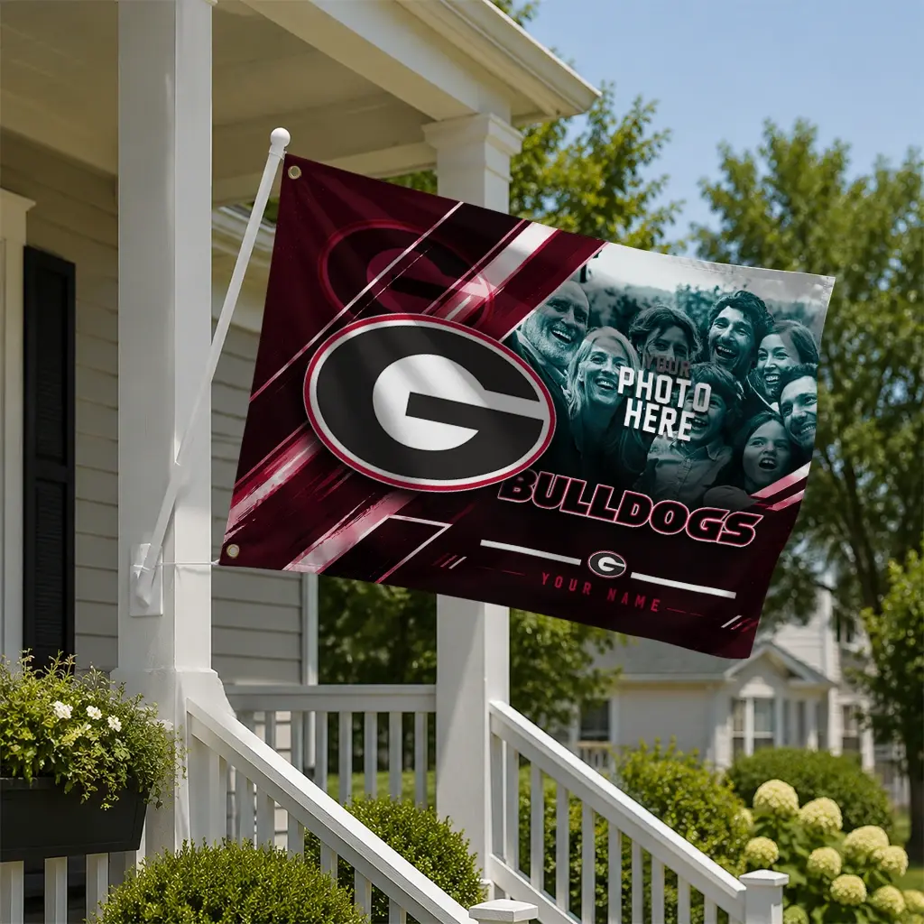 Georgia Bulldogs House Flag Personalized Diagonal Stripes Red New Arrival Georgia Bulldogs House Flag Personalized Diagonal Stripes Red New Arrival