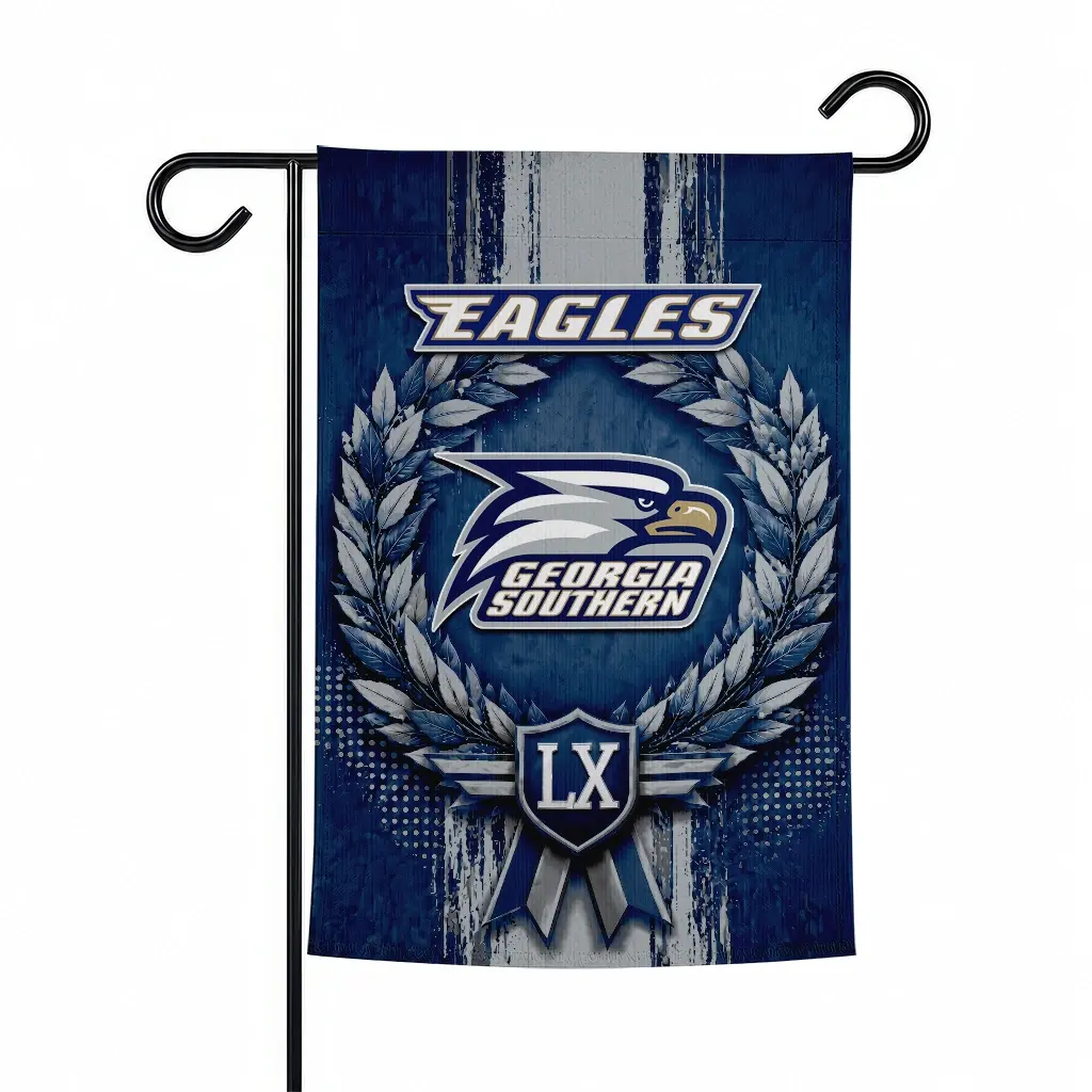 Georgia Southern Eagles Garden Flag Customized Laurel Wreath Blue Best Selling Georgia Southern Eagles Garden Flag Customized Laurel Wreath Blue Best Selling