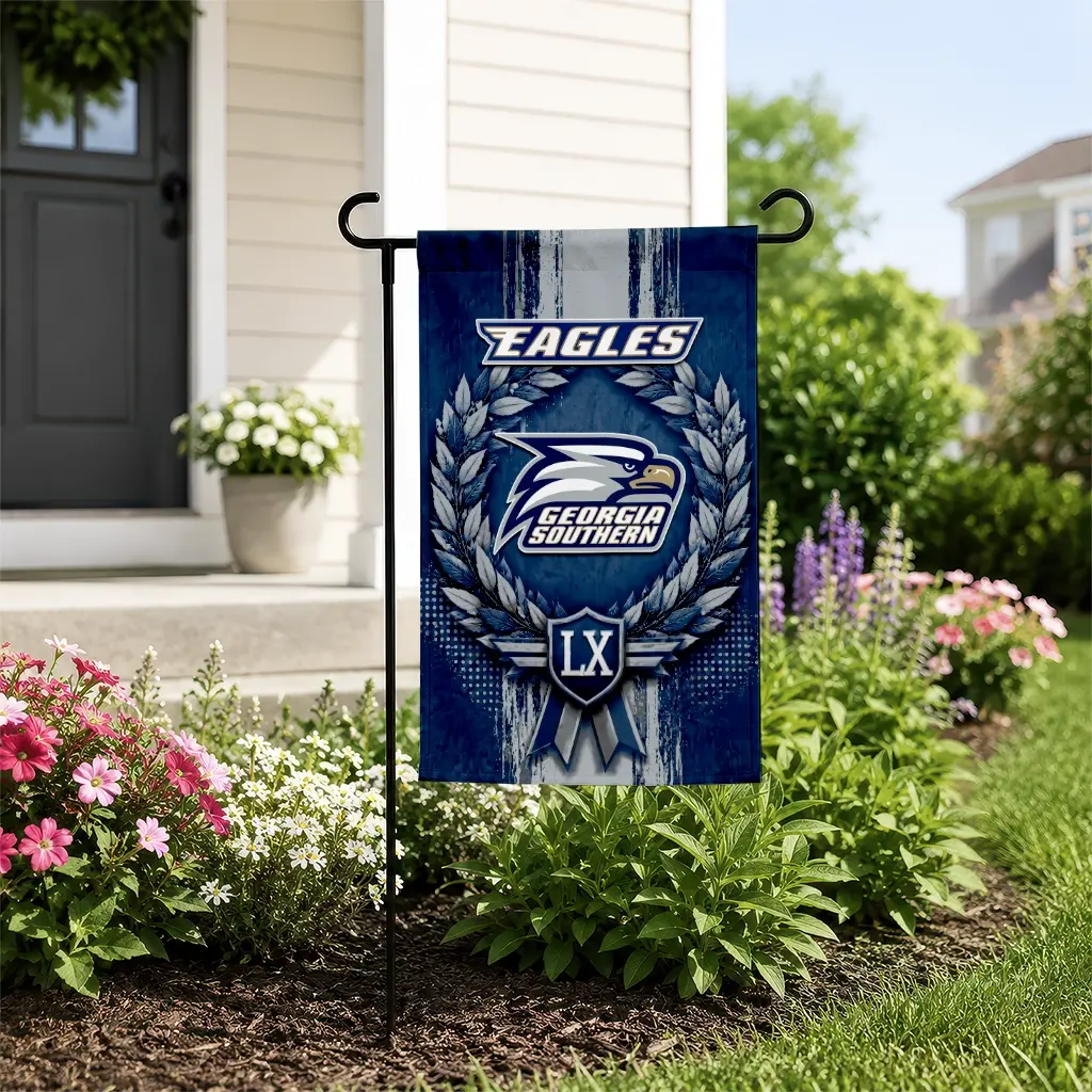 Georgia Southern Eagles Garden Flag Customized Laurel Wreath Blue New Arrival Georgia Southern Eagles Garden Flag Customized Laurel Wreath Blue New Arrival