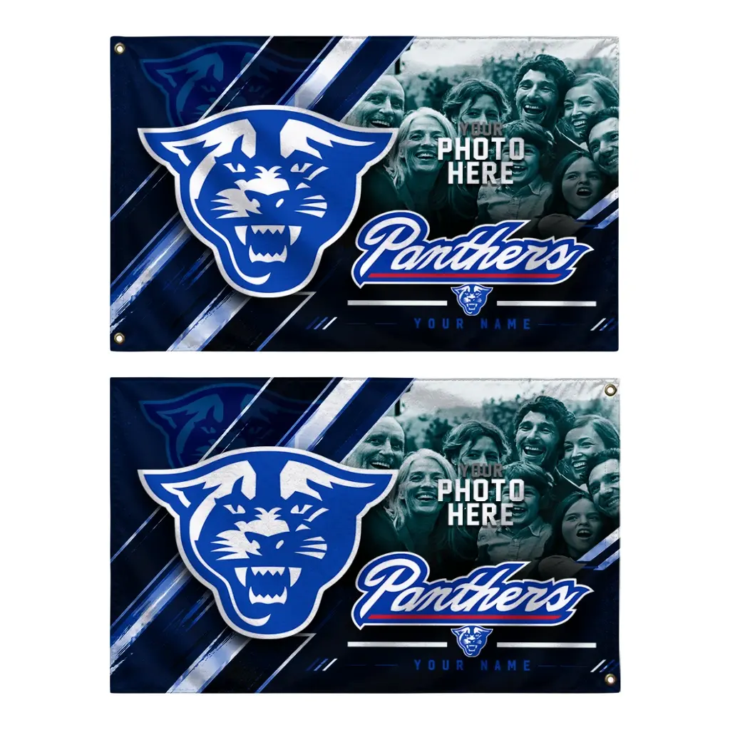 Georgia State Panthers House Flag Customized Diagonal Stripes Blue Fashion Forward Georgia State Panthers House Flag Customized Diagonal Stripes Blue Fashion Forward