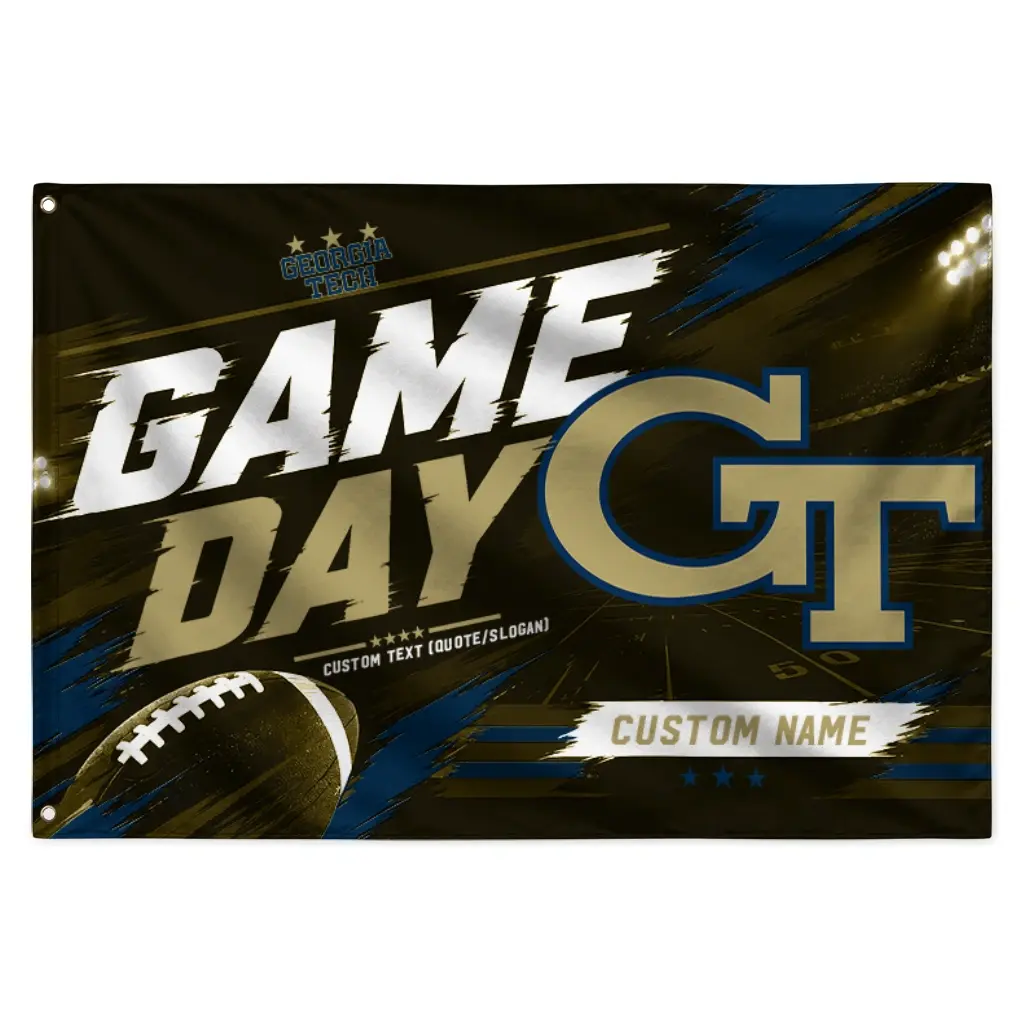 Georgia Tech Yellow Jackets House Flag Custom Action Streaks Gold Best Selling Georgia Tech Yellow Jackets House Flag Custom Action Streaks Gold Best Selling