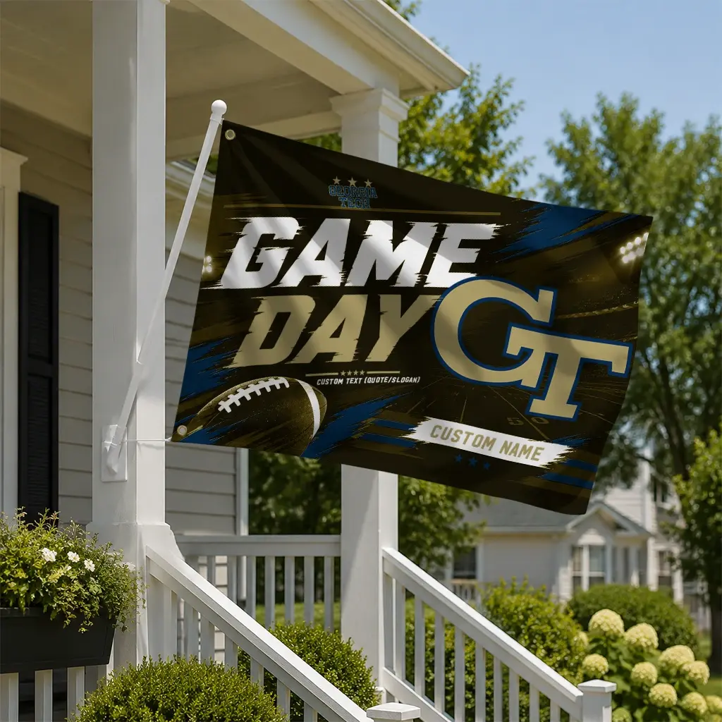 Georgia Tech Yellow Jackets House Flag Custom Action Streaks Gold New Arrival Georgia Tech Yellow Jackets House Flag Custom Action Streaks Gold New Arrival