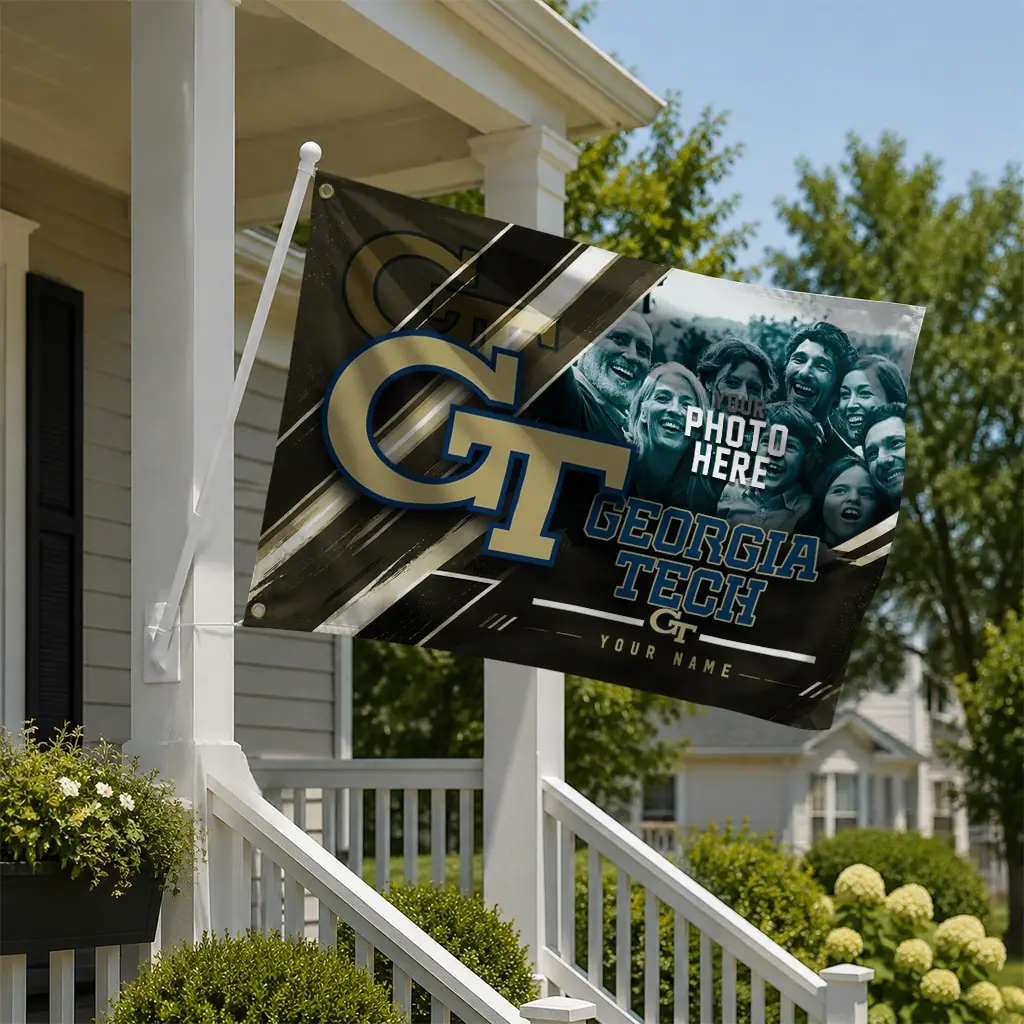 Georgia Tech Yellow Jackets House Flag Custom Diagonal Stripes Gold New Arrival Georgia Tech Yellow Jackets House Flag Custom Diagonal Stripes Gold New Arrival