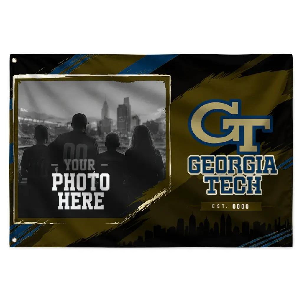 Georgia Tech Yellow Jackets House Flag Customized Framed Photo Gold Black Best Selling Georgia Tech Yellow Jackets House Flag Customized Framed Photo Gold Black Best Selling