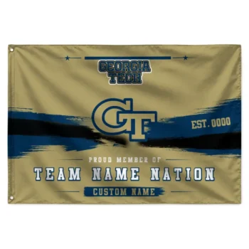 Georgia Tech Yellow Jackets House Flag Personalized Brushed Streaks Gold Best Selling