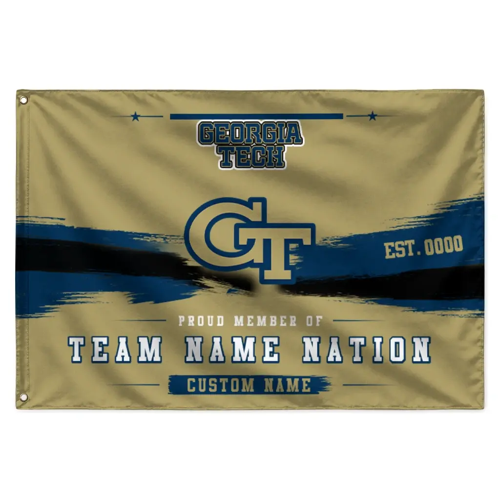Georgia Tech Yellow Jackets House Flag Personalized Brushed Streaks Gold Best Selling Georgia Tech Yellow Jackets House Flag Personalized Brushed Streaks Gold Best Selling