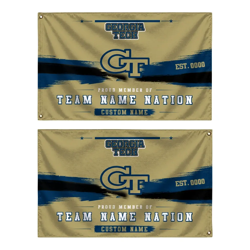 Georgia Tech Yellow Jackets House Flag Personalized Brushed Streaks Gold Fashion Forward Georgia Tech Yellow Jackets House Flag Personalized Brushed Streaks Gold Fashion Forward