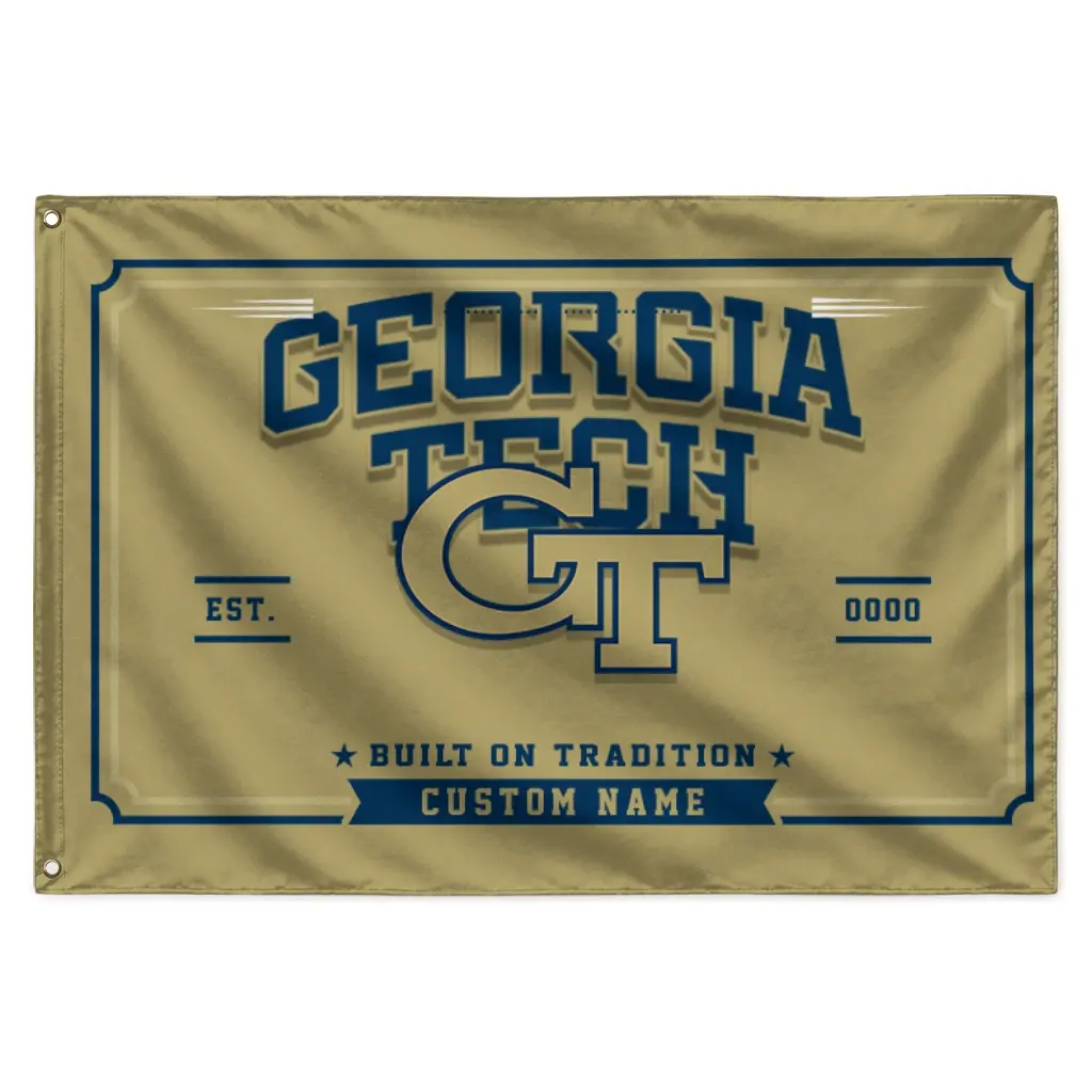 Georgia Tech Yellow Jackets House Flag Personalized Ornate Border Gold Best Selling Georgia Tech Yellow Jackets House Flag Personalized Ornate Border Gold Best Selling