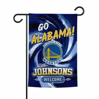 Golden State Warriors Garden Flag Personalized Swirl Vortex Blue Best Selling