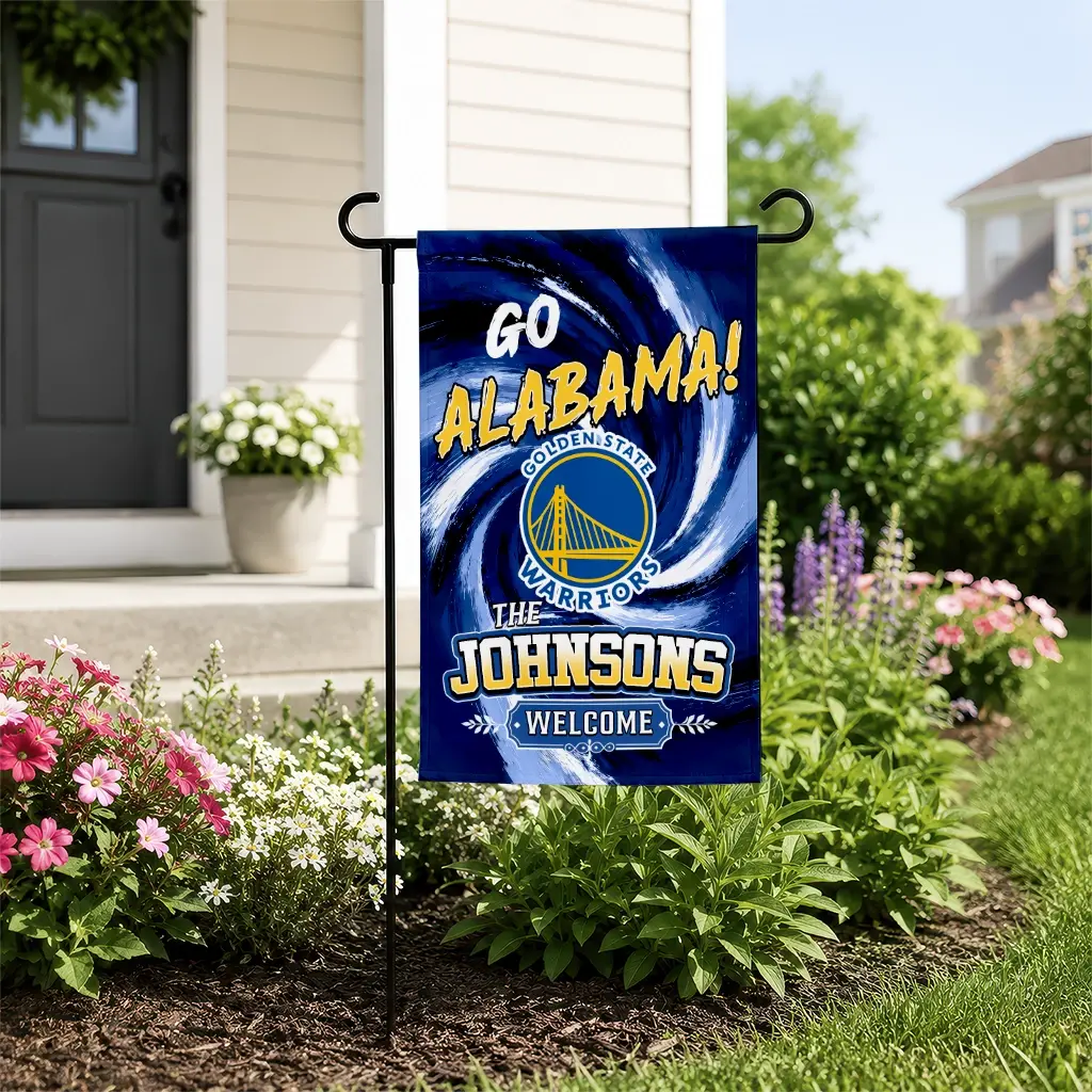 Golden State Warriors Garden Flag Personalized Swirl Vortex Blue New Arrival Golden State Warriors Garden Flag Personalized Swirl Vortex Blue New Arrival