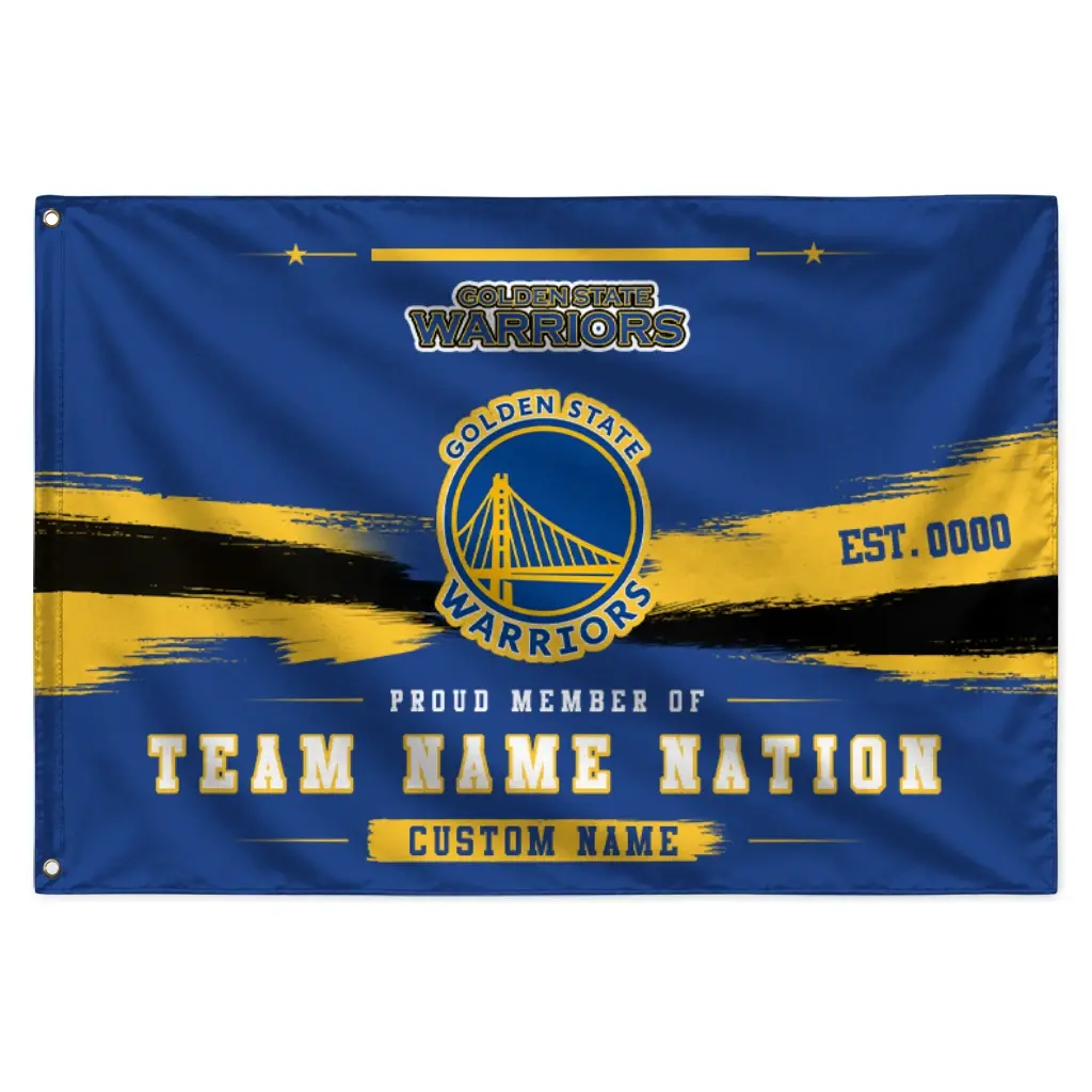 Golden State Warriors House Flag Customized Brushed Streaks Blue Best Selling Golden State Warriors House Flag Customized Brushed Streaks Blue Best Selling