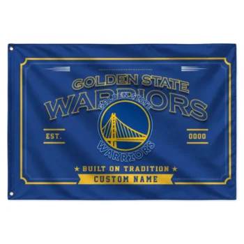 Golden State Warriors House Flag Customized Ornate Border Blue Best Selling