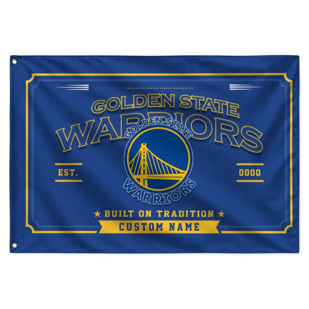 Golden State Warriors House Flag Customized Ornate Border Blue Best Selling Golden State Warriors House Flag Customized Ornate Border Blue Best Selling