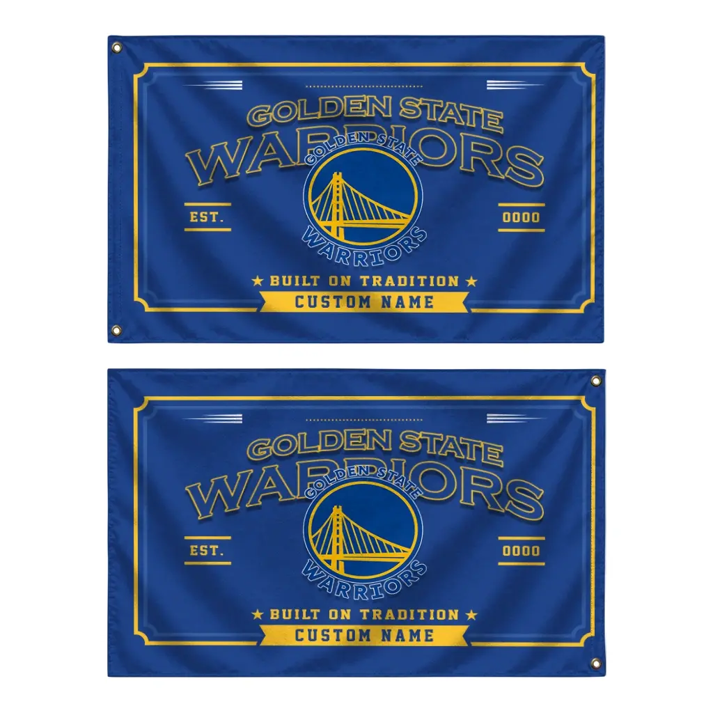 Golden State Warriors House Flag Customized Ornate Border Blue Fashion Forward Golden State Warriors House Flag Customized Ornate Border Blue Fashion Forward