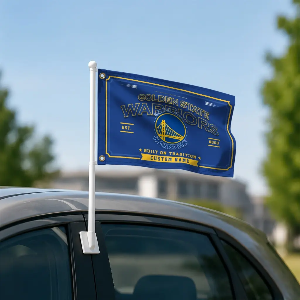 Golden State Warriors House Flag Customized Ornate Border Blue Latest Model Golden State Warriors House Flag Customized Ornate Border Blue Latest Model