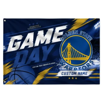 Golden State Warriors House Flag Personalized Energy Brushstrokes Blue Best Selling