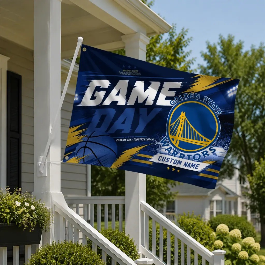Golden State Warriors House Flag Personalized Energy Brushstrokes Blue New Arrival Golden State Warriors House Flag Personalized Energy Brushstrokes Blue New Arrival