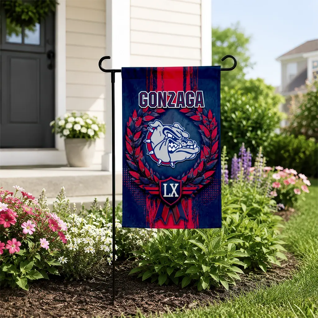 Gonzaga Bulldogs Garden Flag Custom Laurel Wreath Blue New Arrival Gonzaga Bulldogs Garden Flag Custom Laurel Wreath Blue New Arrival