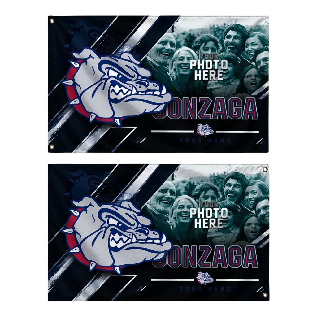 Gonzaga Bulldogs House Flag Personalized Diagonal Stripes Blue Fashion Forward Gonzaga Bulldogs House Flag Personalized Diagonal Stripes Blue Fashion Forward