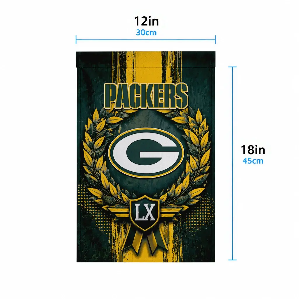 Green Bay Packers Garden Flag Custom Laurel Wreath Green High Quality Green Bay Packers Garden Flag Custom Laurel Wreath Green High Quality