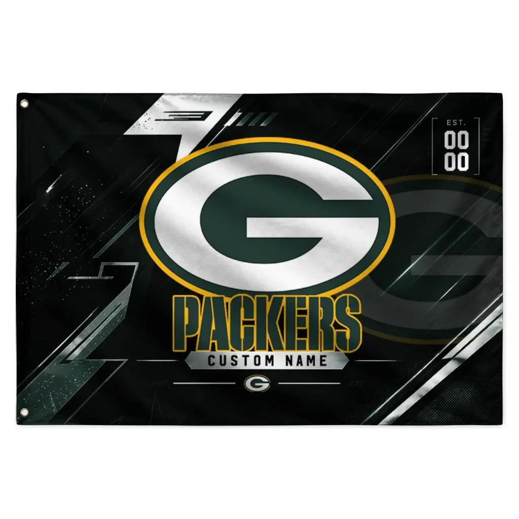 Green Bay Packers House Flag Custom Speed Slashes Green Best Selling Green Bay Packers House Flag Custom Speed Slashes Green Best Selling