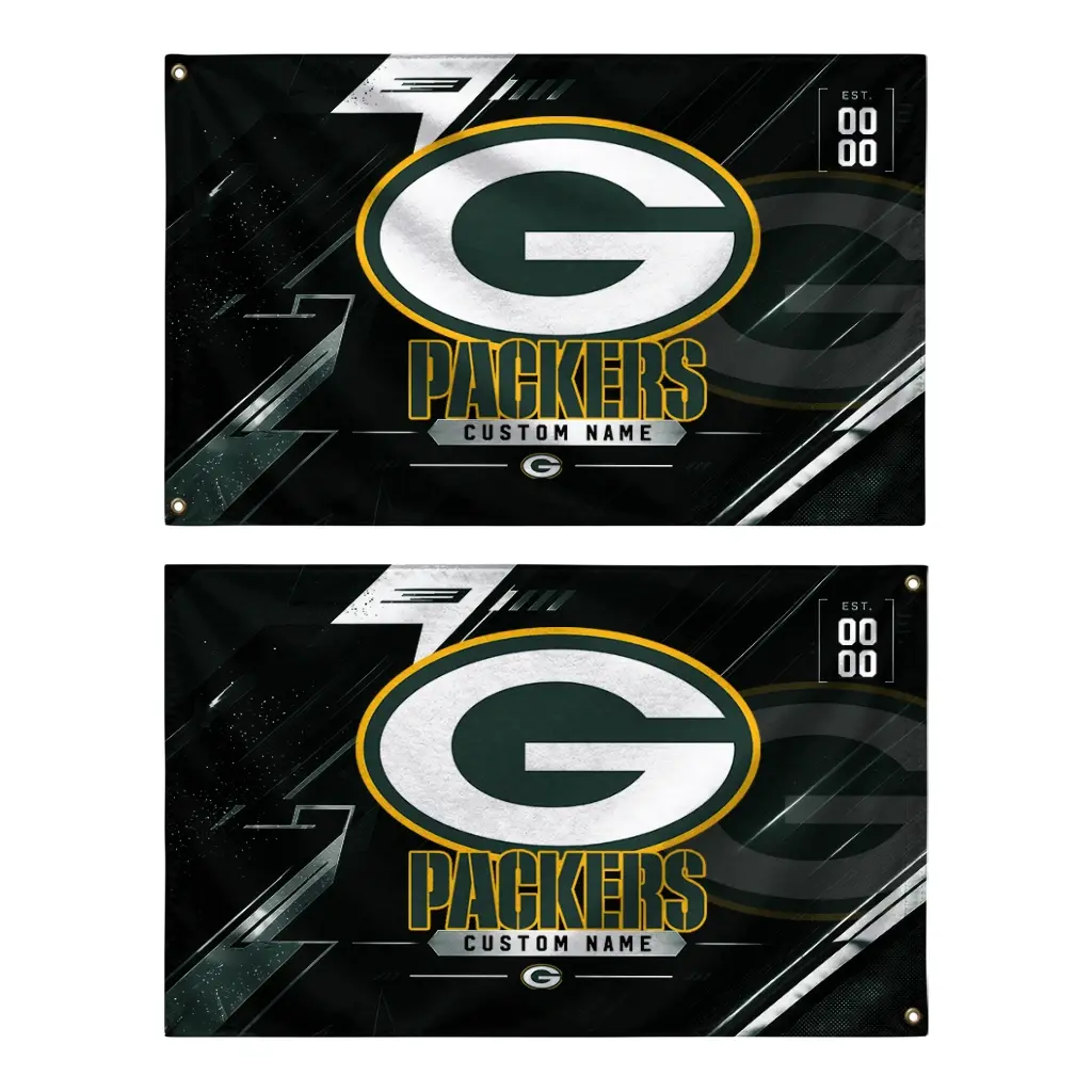 Green Bay Packers House Flag Custom Speed Slashes Green Fashion Forward Green Bay Packers House Flag Custom Speed Slashes Green Fashion Forward