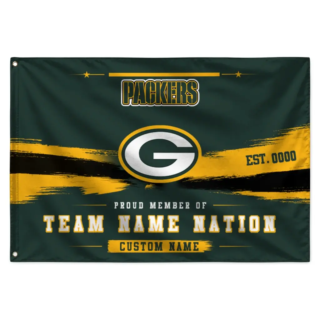 Green Bay Packers House Flag Customized Brushed Streaks Green Best Selling Green Bay Packers House Flag Customized Brushed Streaks Green Best Selling