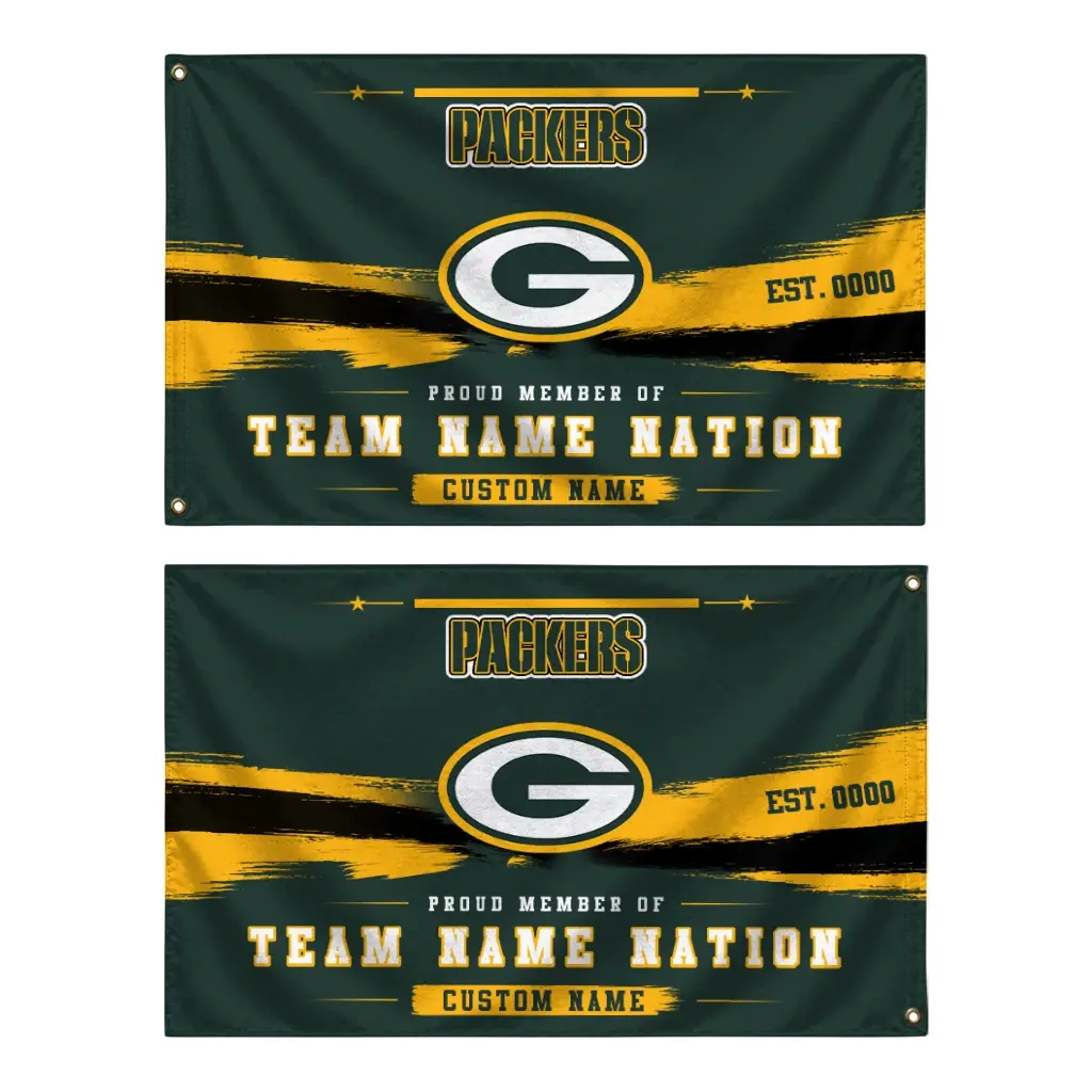Green Bay Packers House Flag Customized Brushed Streaks Green Fashion Forward Green Bay Packers House Flag Customized Brushed Streaks Green Fashion Forward