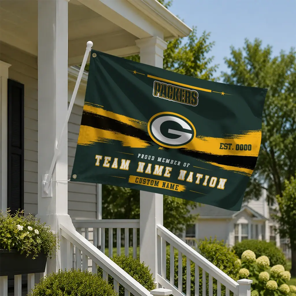 Green Bay Packers House Flag Customized Brushed Streaks Green New Arrival Green Bay Packers House Flag Customized Brushed Streaks Green New Arrival