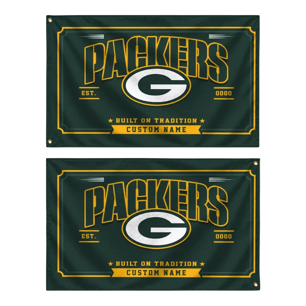 Green Bay Packers House Flag Customized Ornate Border Green Fashion Forward Green Bay Packers House Flag Customized Ornate Border Green Fashion Forward