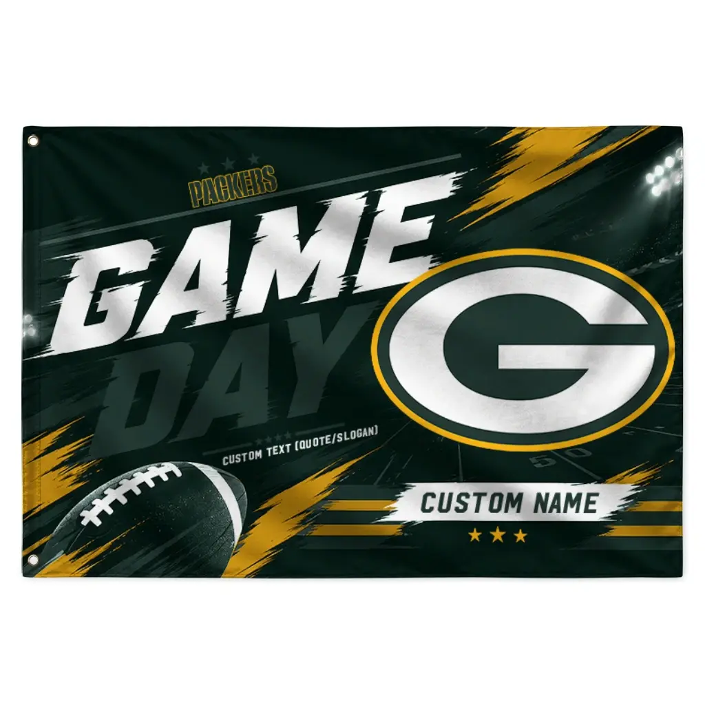 Green Bay Packers House Flag Personalized Action Streaks Green Best Selling Green Bay Packers House Flag Personalized Action Streaks Green Best Selling
