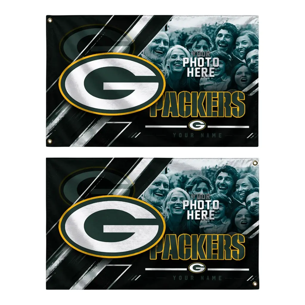 Green Bay Packers House Flag Personalized Diagonal Stripes Green Fashion Forward Green Bay Packers House Flag Personalized Diagonal Stripes Green Fashion Forward